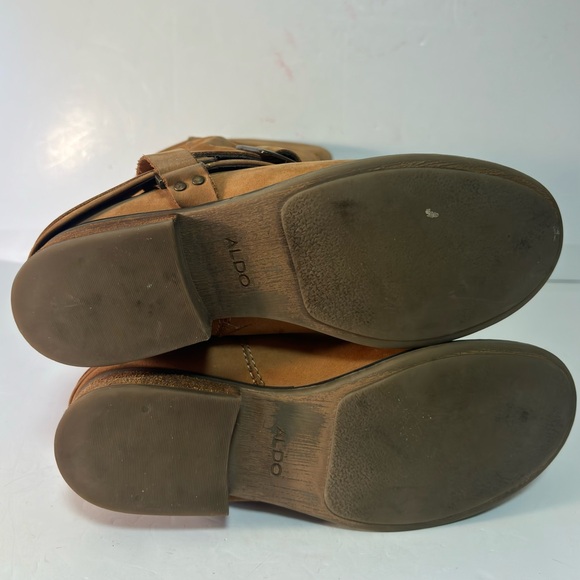ALDO 7 Tall Knee Pull on boots low heel suede strap & buckle detail pre-LOVED - Picture 10 of 15
